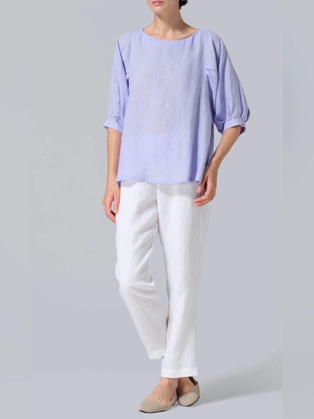 NWT VIVID LINEN PLEATED SLEEVE TOP, SIZE M